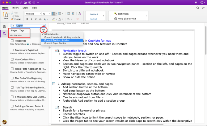 onenote for mac search all notebooks